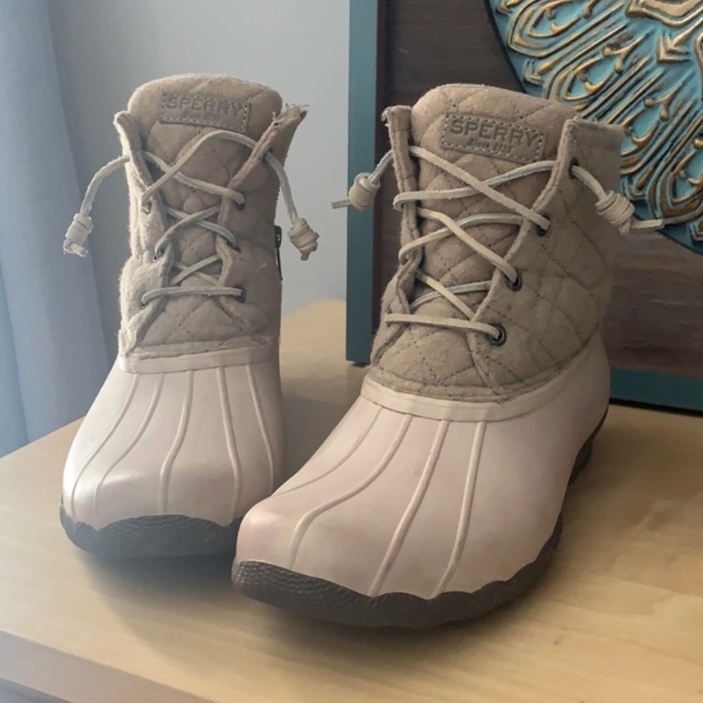 Sperry Quilted Duck Boots Ivory Cream Off White